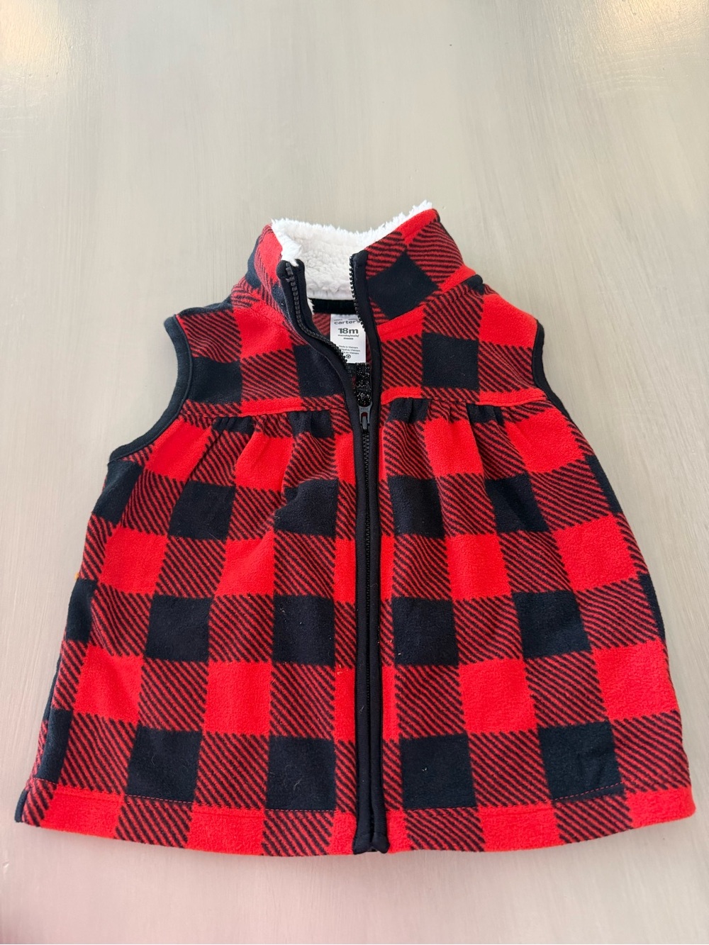 Carter's Red and Black Buffalo Plaid Girls Vest - 18M